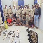 वन मंत्री श्री केदार कश्यप के निर्देश पर इन्द्रावती टाइगर रिजर्व में वन्यजीव शिकार पर बड़ी कार्रवाई, 6 आरोपी गिरफ्तार