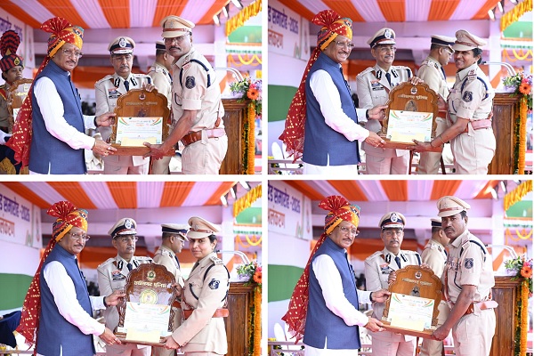 मुख्यमंत्री श्री साय के करकमलों से उत्कृष्ट सेवा के लिए सम्मानित हुए पुलिस एवं नगर सेना के अधिकारी-कर्मचारी