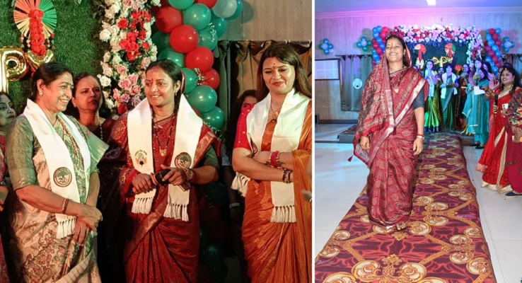 तीज के रंग में रंगा रायपुर प्रेस क्लब, श्रीमती लक्ष्मी राजवाड़े ने रैंप वॉक कर बढ़ाया महिला पत्रकारों का उत्साह