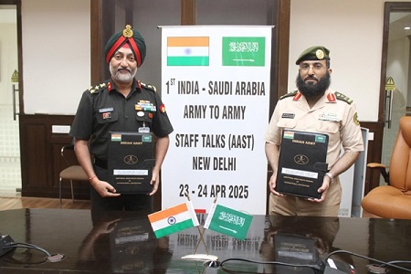 भारतीय सेना और रॉयल सऊदी लैंड फोर्सेज के बीच नई दिल्ली में हुई पहली आर्मी-टू-आर्मी स्टाफ वार्ता