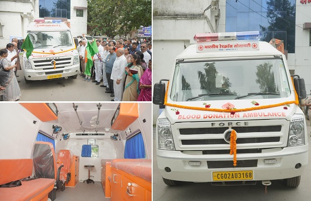 कोरबा में उप मुख्यमंत्री श्री अरुण साव ने ब्लड डोनेशन वैन को हरी झंडी दिखाकर किया रवाना