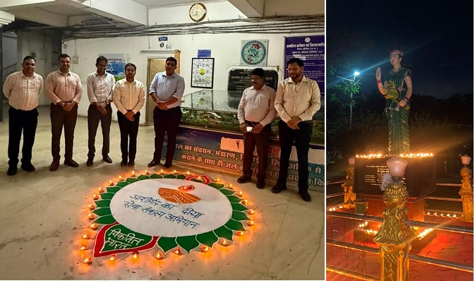 सेवा संकल्प अभियान के तहत कलेक्टोरेट सहित शासकीय कार्यालयों में हुआ दीप प्रज्वलन