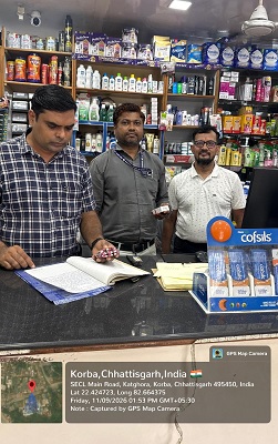 जिला कोरबा के मेडिकल स्टोर्स में औषधि विभाग की कार्यवाही
