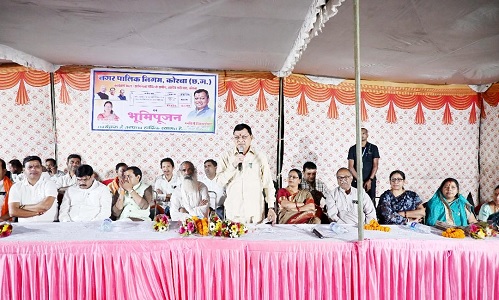 उद्योग मंत्री ने सर्वमंगला मंदिर के समीप हसदेव नदी में साढे़ 48 लाख रूपये के घाट निर्माण की रखी आधारशिला