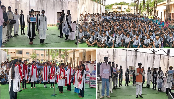 नमो सेवा गाथा अनकही कहानियां में विद्यार्थियों ने नुक्कड़ नाटक से दिखाई 25 वर्षों की सेवा और विकास यात्रा