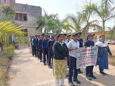 शासकीय नवीन महाविद्यालय पाली में  मतदाता जागरूकता रैली का  हुआ आयोजन