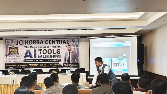 जेसीआई कोरबा सेंट्रल की एआई बिजनेस ट्रेनिंग में 100 से अधिक व्यवसायियों ने लिया प्रशिक्षण